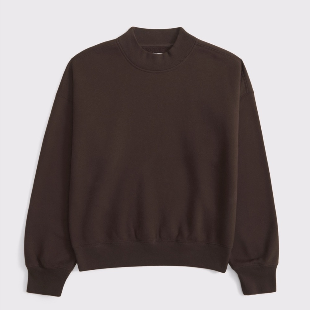 Abercrombie Dark Coffee Sunday  Mock Neck Crew